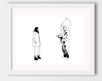hereditary Art Print - Horror Movie Wall Art - Printable Artwork - a24 film - Black & white art - Simple Line Art - Minimalist illustration