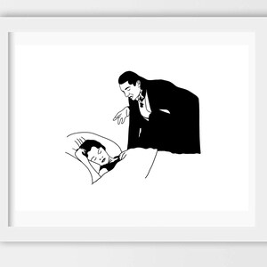 Dracula Illustration Kunst, Sofortiger digitaler Download, Druckbare Filmkunst, Vintage Horror-Fans, Graf Dracula Wandkunst, Tuschezeichnung, Digital