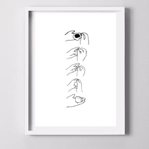 Knödel Anweisungen Kunstdruck, minimalistische Küchenwandkunst, Lebensmittelrezepte Poster, lustige Küchenwanddekoration, chinesisches Essen Kunstwerk, Food lover
