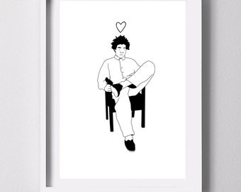 Famous Artists,  Jean Michel Basquiat, Art Print, Minimalist Wall Art, Basquiat Poster, Basquiat Portrait, Modern Abstract Art Print