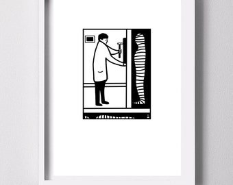 Creepy Print, Quirky Illustration Wall Art, Horror Poster,  Macabre Print Wall Decor, Hand Drawn Home Prints, Dark humour Poster