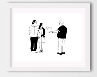 BottleRocket Art Print, Wes Anderson Inspired Wall Art, Minimalist Print  , Black and white Print, Movie Poster , Simple line Art, Film gift