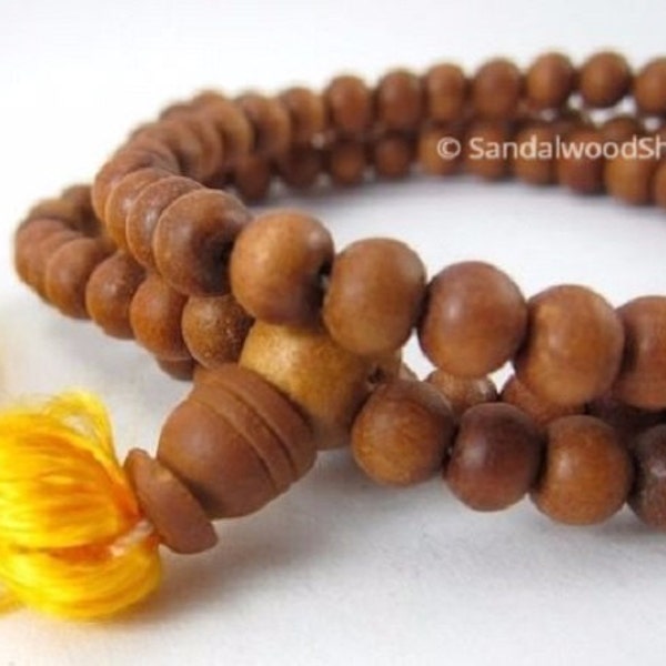 8mm--Pure Sandalwood Prayer Beads-108 Naturally Fragrant beads-Mala Necklace