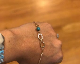 Infinity gold and turquoise anklet