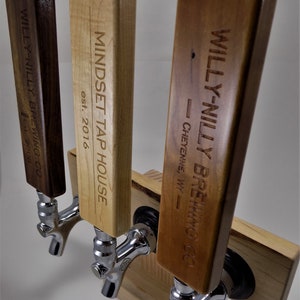 Personalized tap handle, Custom tap handle, Wooden tap handle, Beer tap handle, Laser engraved, Maple, Cherry, Walnut