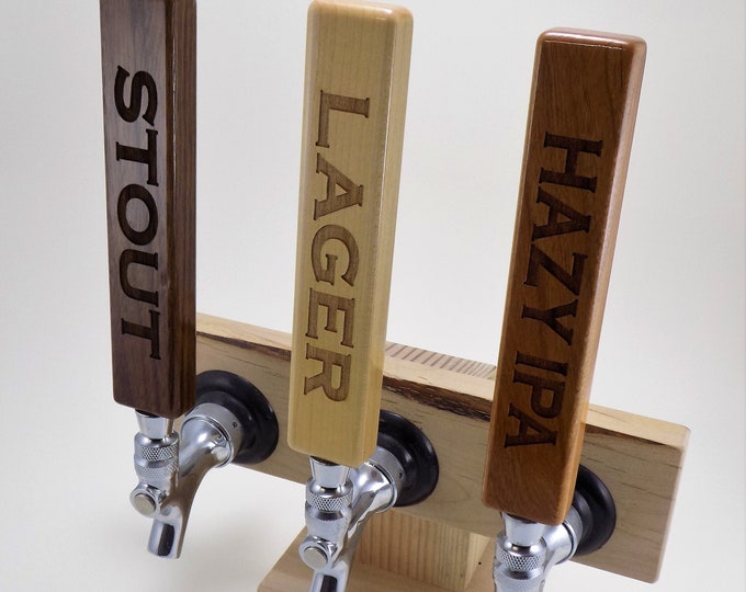 Custom tap handle, Personalized tap handle, Beer tap handle, Wood tap handle, Laser engraved, Maple, Cherry, Walnut