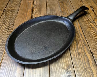Vintage Fajita Gusseisenpfanne - Restauriert - Sitzt flach - Unbekannter Hersteller