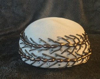 Vintage Beaded Pillbox Hat