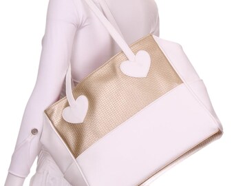 White + Gold Mini LOVE Tennis Tote