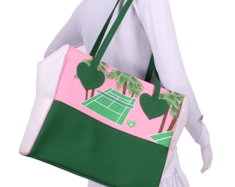 Courts + Palm on Pink Mini LOVE Tote Tennis Bag