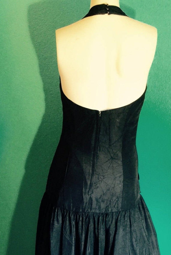 Vintage 1980 Hollywood Black gown TD4 b sexy Elec… - image 3