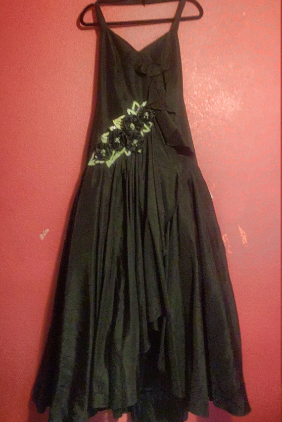 Vintage 1980 Hollywood Black gown TD4 b sexy Elec… - image 2