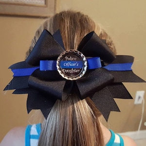 Police Officers Daughter - Thin Blue Line Hair Bow