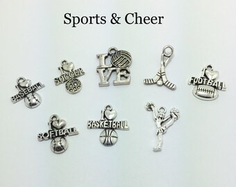 Add-on sports charms.  Not to be purchased alone. soccer, baseball, cheer, softball, hockey, football,basketball, volleyball, water polo