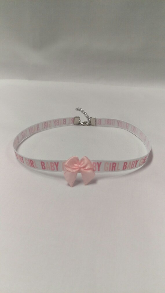 Items similar to Pink Baby Girl Choker Day Collar Necklace DDLG little