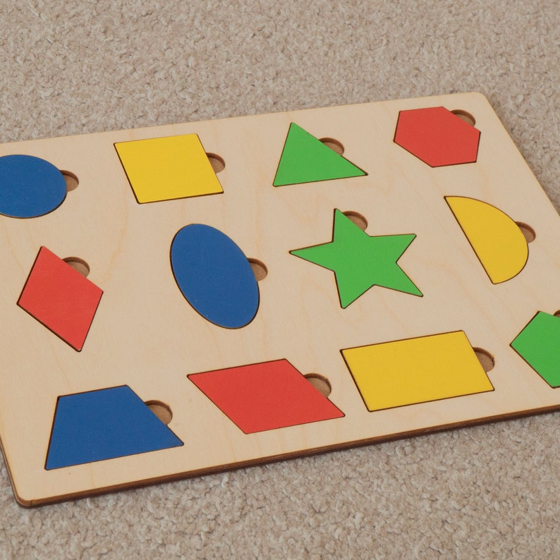 Early Learning wooden geometric puzzle Block Montessori Set Sorting Board Puzzle Educational Geometric Blocks