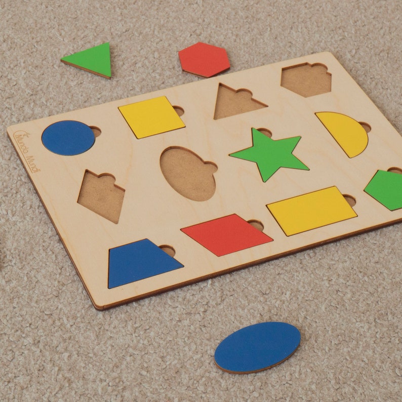 Early Learning wooden geometric puzzle Block Montessori Set Sorting Board Puzzle Educational Geometric Blocks