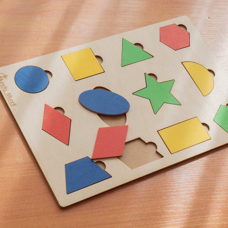 Early Learning wooden geometric puzzle Block Montessori Set Sorting Board Puzzle Educational Geometric Blocks