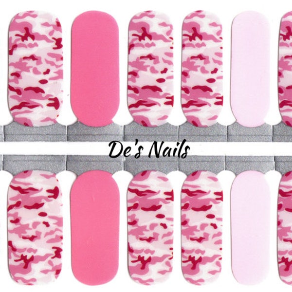 Pink Camo Nail Polish Wraps