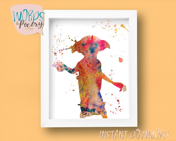 Dobby Watercolor Illustration Harry Potter Print Dobby Elf Etsy
