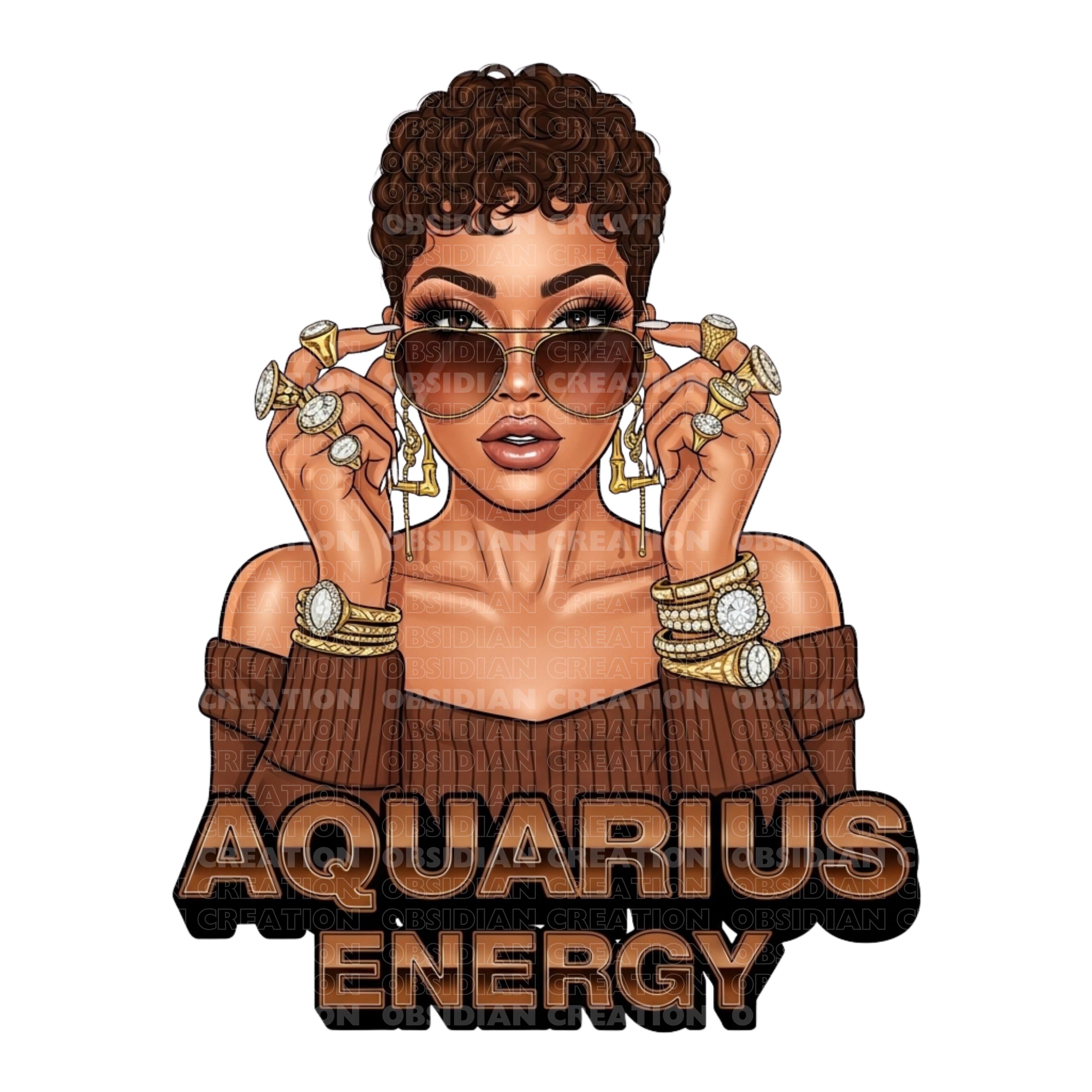 Aquarius Energy PNG | Zodiac Diva Clipart | Instant Download