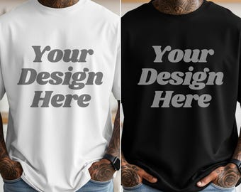 African American Male T-Shirt Mockup | Black & White Shirt Mockups | Black Men Shirt Mockup | Melanin Male Mockup | Urban Model Mockup