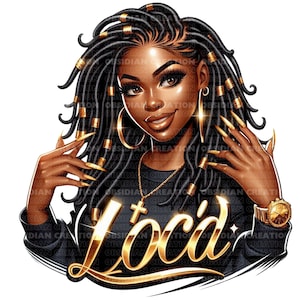 Afro Messy Bun Loc | Afro Dreadlocks Clipart | African American Hair Illustration | Digital Download | Afro Locks Png | Black Woman Png
