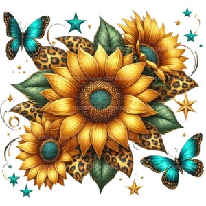 Sunflower Sublimation Clipart | High-Quality Floral Digital Download | Sunflower Art for T-Shirts, Mugs, Tumblers, and More | Sunflower Png