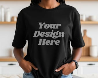 African American Woman T-Shirt Mockup | Black Shirt Mockups | Black Women Shirt Mockup | Melanin Queen Mockup | Female Model Mockup