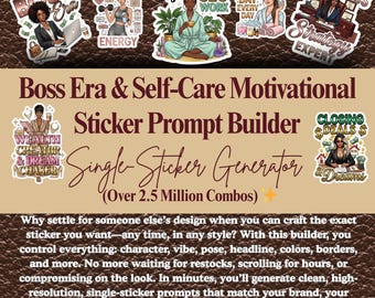 Boss Era & Self-Care Motivational Sticker Prompt Builder — Single-Sticker Generator (Over 2.5 Million Combos) | Prompt Generator | Ai Prompt