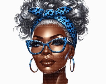 Afro Messy Bun PNG Image | Granny Messy Bun | Sunflower for Women | SunflowerDigital Art | Messy Bun Png | Black Woman Png | Gray Hair