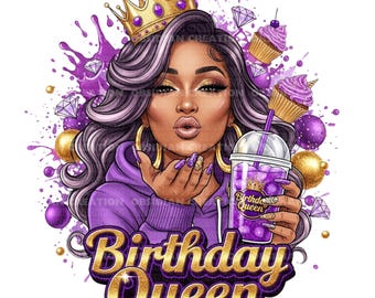 Diva Birthday Queen PNG | Boss Lady Birthday Queen | Glamorous Party Diva Clipart | Black Girl Magic | Instant Download | Black Queen