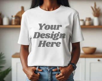 Afroamerikanerfrau T-Shirt Mockup | Weißes Shirt Mockup | Schwarzes Frauen-Shirt Mockup | Melanin Königin Mockup | Weibliches Modell Mockup