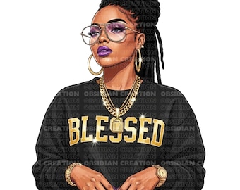 Dreadlocks benedetti / Clipart di dreadlocks afro / Chignon spettinato afro / Download digitale / Afro Locks Png / Donna nera Png / Magia della ragazza nera /