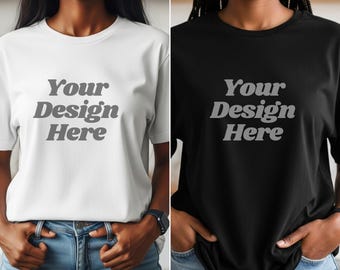 African American Woman T-Shirt Mockup | Black & White Shirt Mockups | Black Women Shirt Mockup | Melanin Queen Mockup | Female Model Mockup
