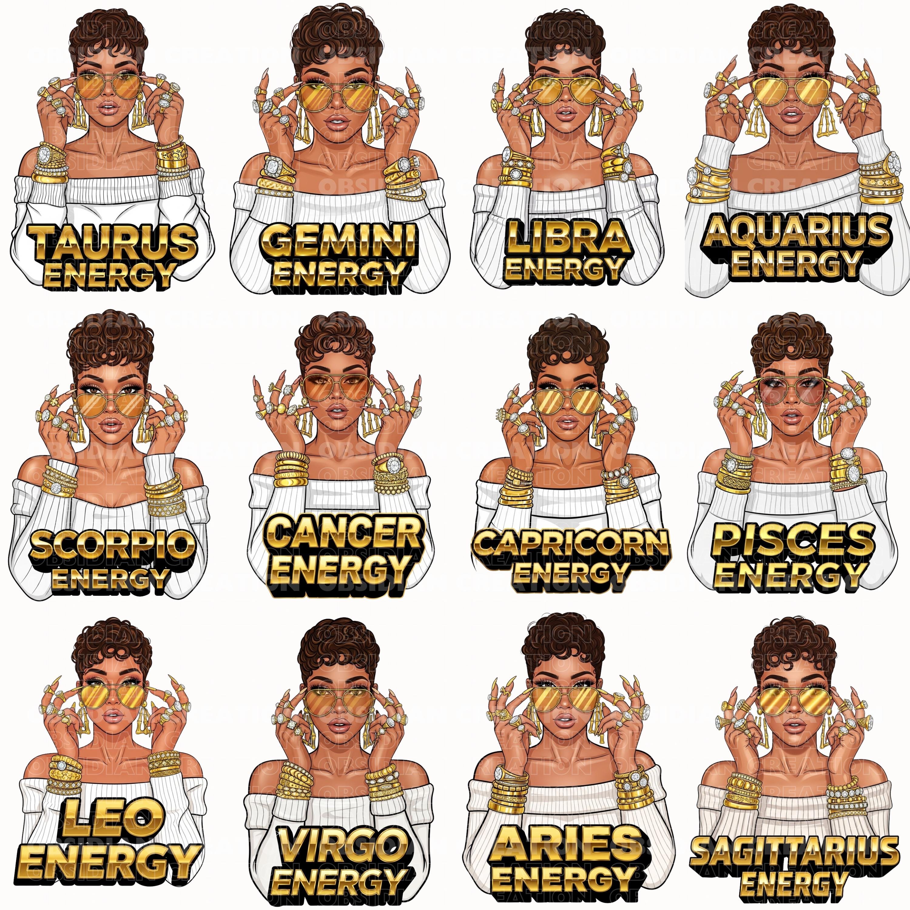 Diva Sign Zodiac Diva PNG Bundle | 12 Glamorous Zodiac Signs Diva Clipart ...