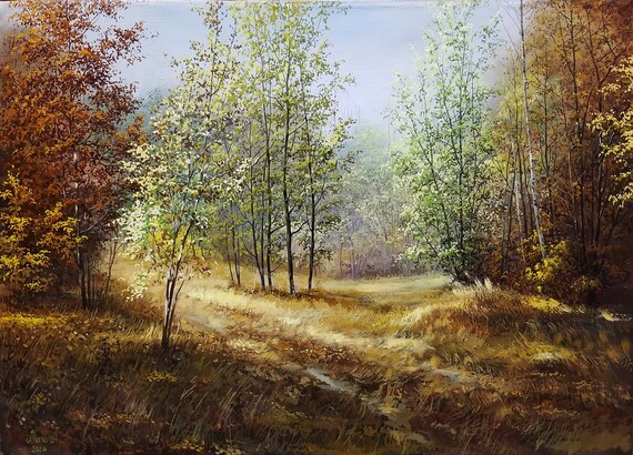 Autumn Painting Autumn Forest Painting Fall Painting Trees Etsy