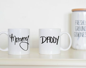 Mommy & Daddy Coffee Mugs | Baby Shower Gift | Baby Announcement | Matching Coffee Mugs | Mommy | Daddy | pregnancy announcement | pregnancy