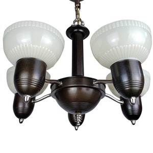 Art Deco Streamline Custard Cup Glass Antique Ceiling Fixture Chandelier Lighting Farmhouse Midcentury Modern MCM Vintage Light Slip Shade