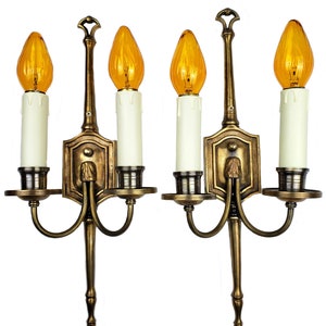 Pair of Neoclassical Bronze Wall Sconces c.1910&#39;s Period Lighting Antique Wall Fixture Classic Light Contemporary Tudor Classic Victorian