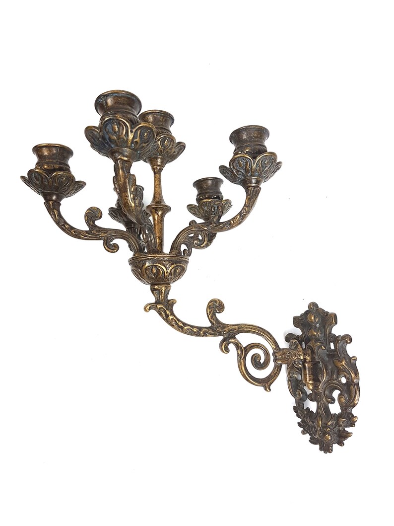 brass wall candle holders on Sconces Vintage Wall Sconce Candelabra Candle Holder Candlestick Brass Ornate Hanging Fixture Baroque Rococo Antique Free Shipping Usa Canada Home Decor