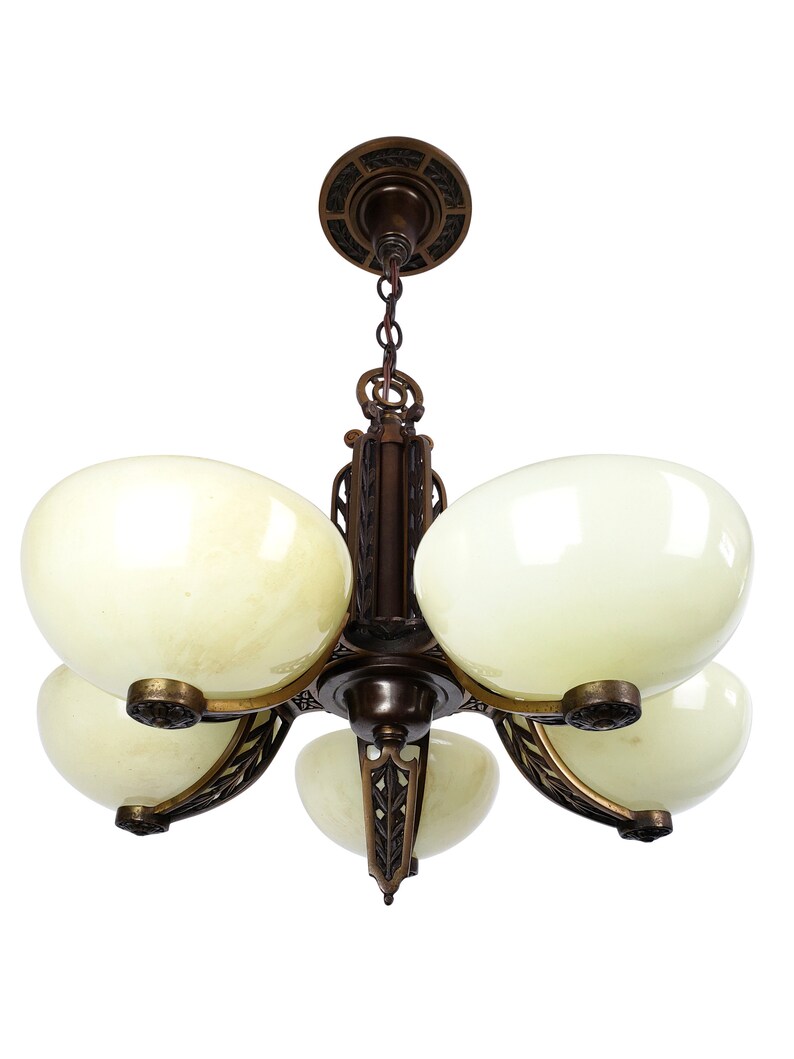 ART DECO GLASS SLIP SHADE CUSTARD CHANDELIER SCONCE LIGHT FIXTURE RESTORATION