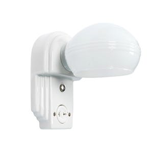 Vintage Art Deco White Porcelain Wall Sconce Bathroom Circa 1930-1940 Antique Lighting