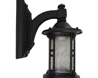 Antique Lighting | Large Outdoor Cast Iron Porch Wall Sconce by Herwig Exterior Period Fixture Arts & Crafts Tudor Mission 1920s 1910s