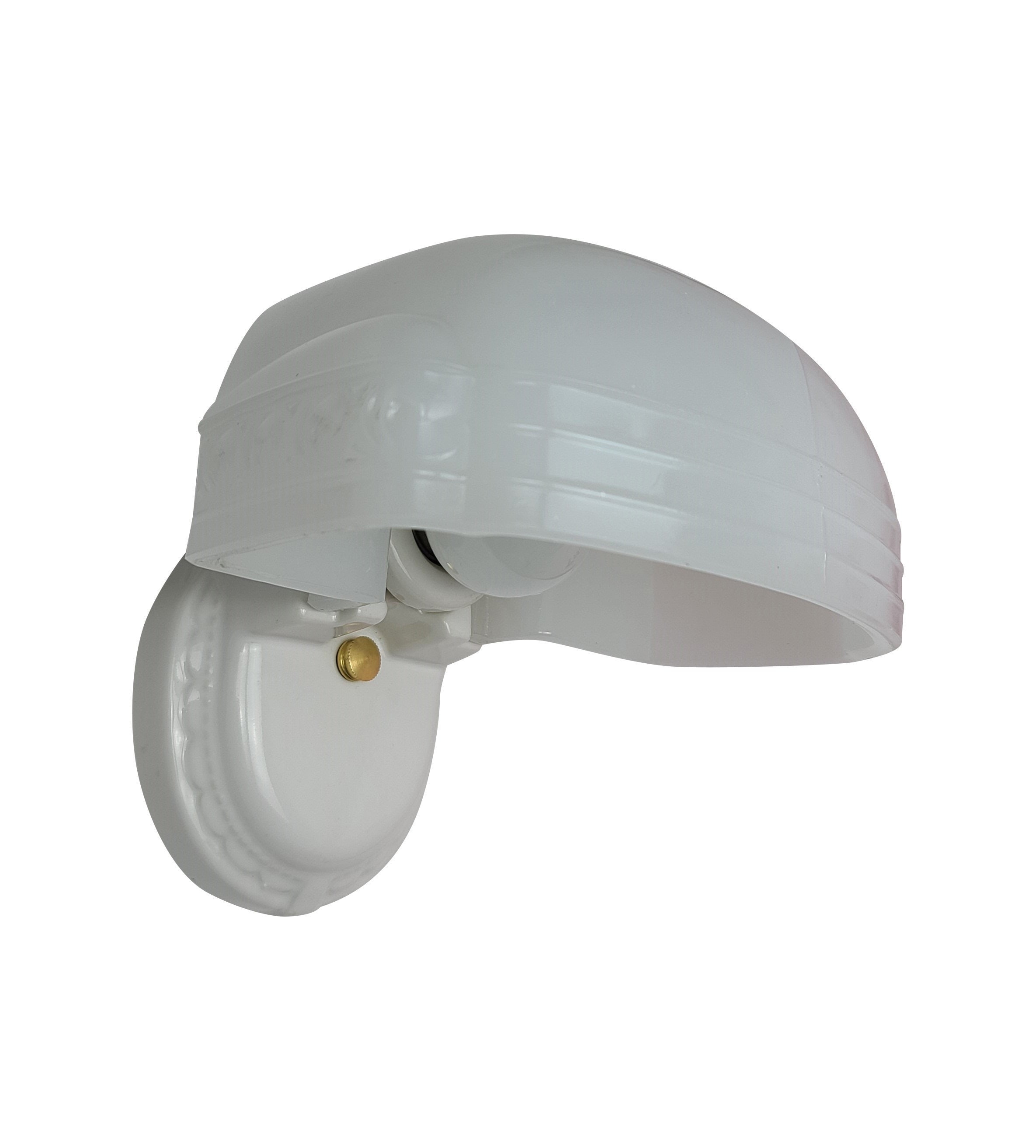 1 of 9 - Art Deco Wall Sconces Milkglass Shade White Porcelain Streamline Modern Bathroom Fixture Vintage Period Lighting Antique Vintage