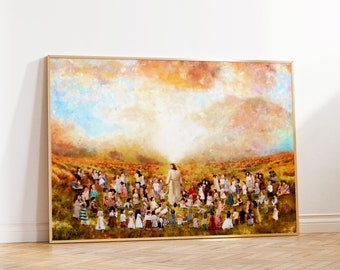 Jesus and Children Painting | Matthew 19:14 | Let the Children come to me | Religious Artwork | Christian | Digital Download | Painting