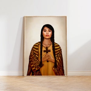 Heilige Kateri Tekakwitha Malerei | St. Kateri | Kunstwerk | Wanddekoration | Druckbare Kunst | Religiös | Christian | katholische | Digitaler Download
