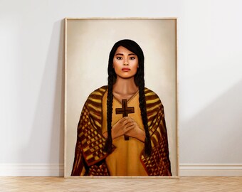 Saint Kateri Tekakwitha Painting | St. Kateri | Artwork | Wall Decor | Printable Art | Religious | Christian | Catholic | Digital Download
