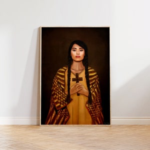 Saint Kateri Tekakwitha Painting | St. Kateri | Artwork | Wall Decor | Printable Art | Religious | Christian | Catholic | Digital Download