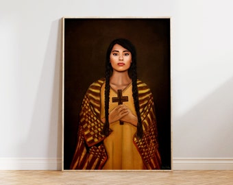 Saint Kateri Tekakwitha Painting | St. Kateri | Artwork | Wall Decor | Printable Art | Religious | Christian | Catholic | Digital Download